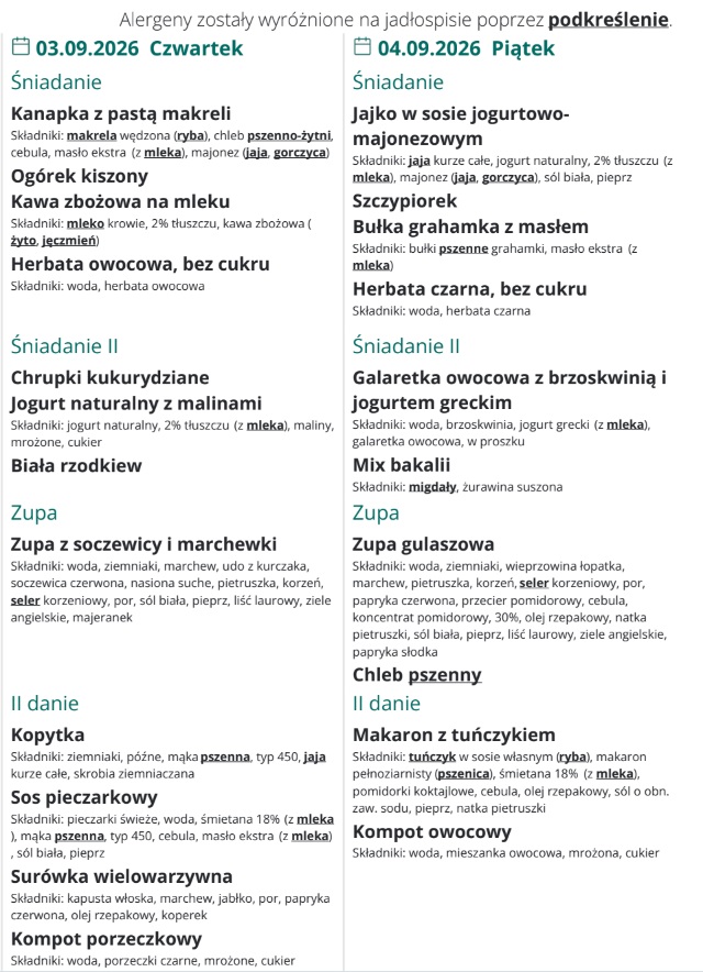 menu